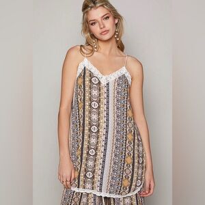 POL Multi Print Camisole with Lace and Adjustable Straps